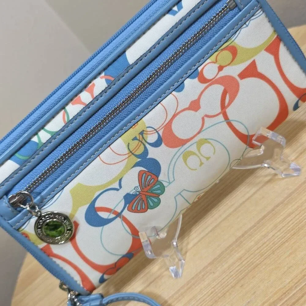 Coach Optic Butterfly Zip Around Wallet